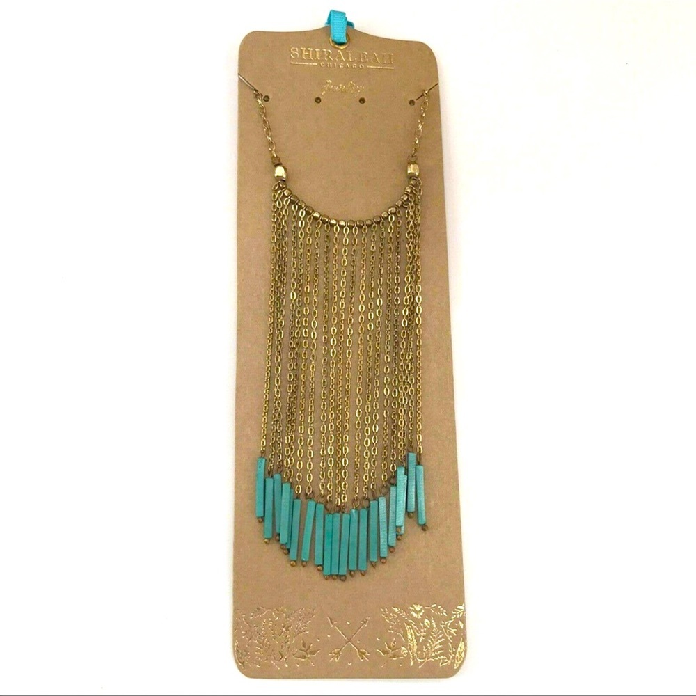 SHIRALEAH Turquoise and Gold Eulalia Necklace NWT